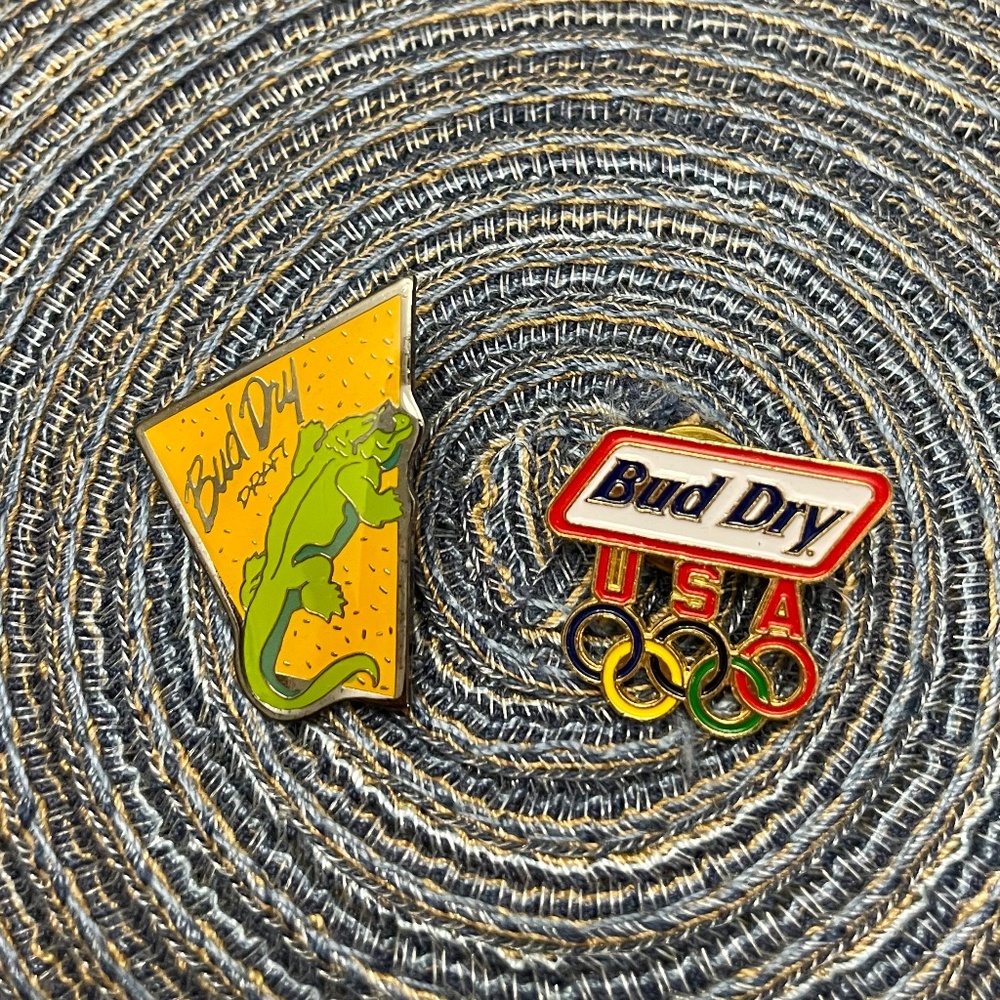 Bud Dry Pins, Collection of 2, Vintage